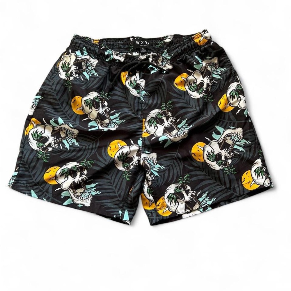 WXYZ Skull and Palm Tree Streetwear Print Summer Shorts